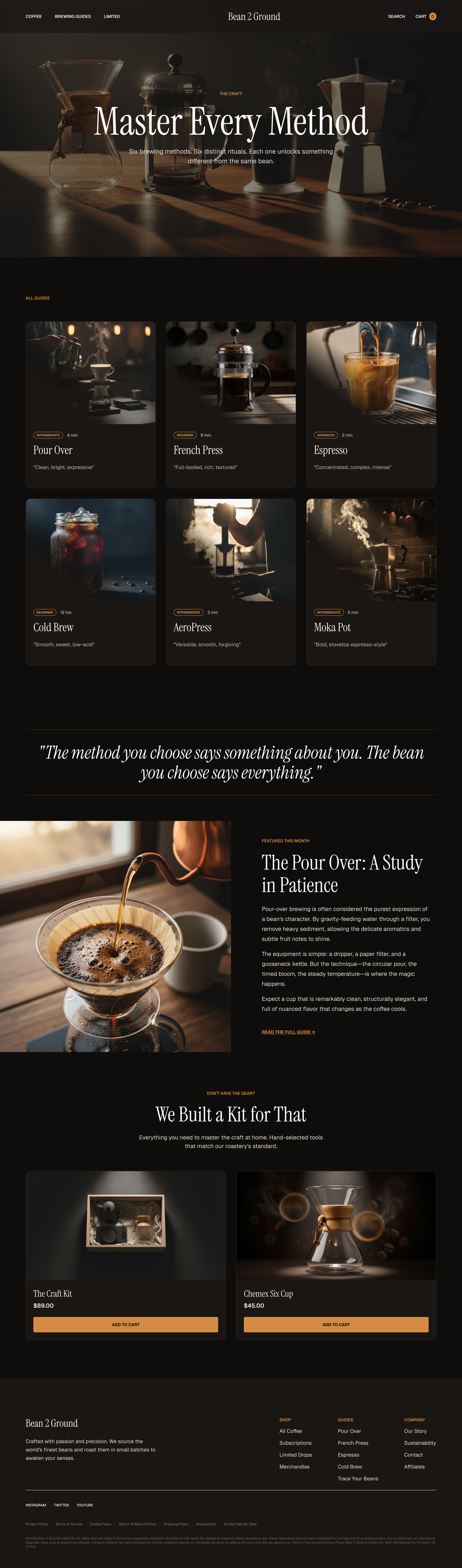 Bean 2 Ground brewing guides hub