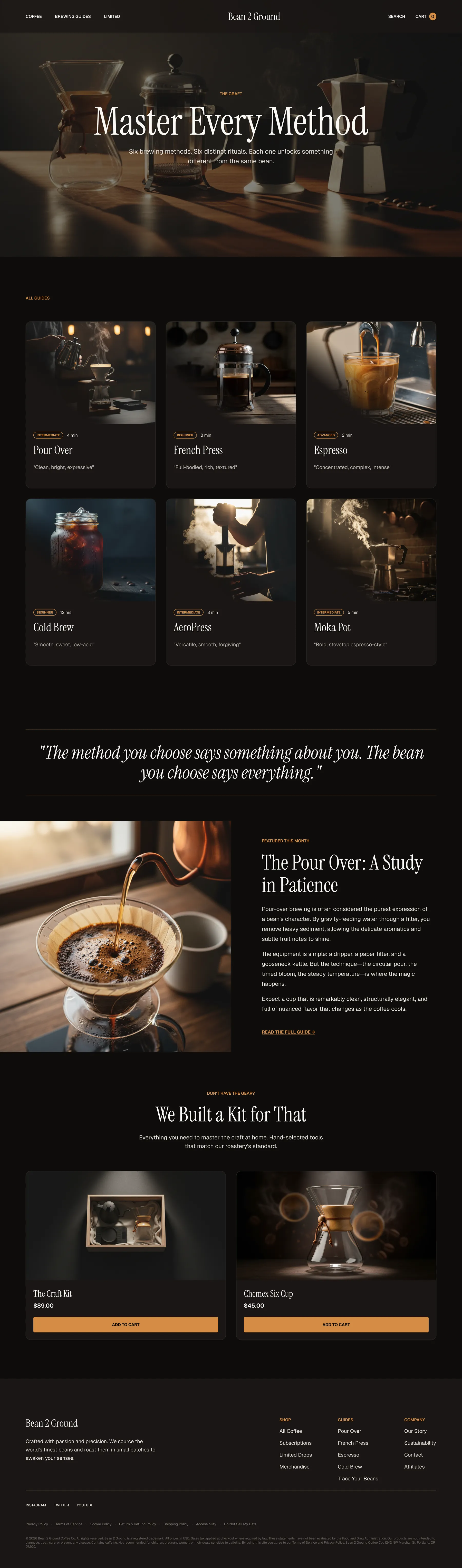 Bean 2 Ground brewing guides hub