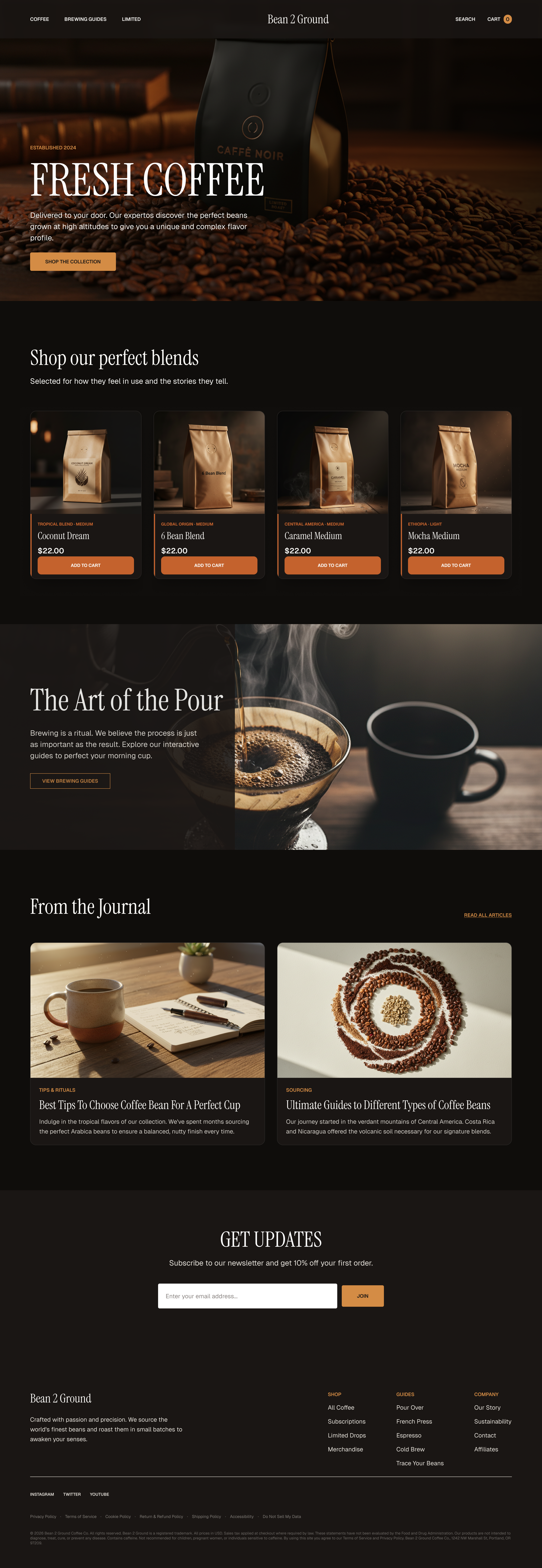 Bean 2 Ground homepage