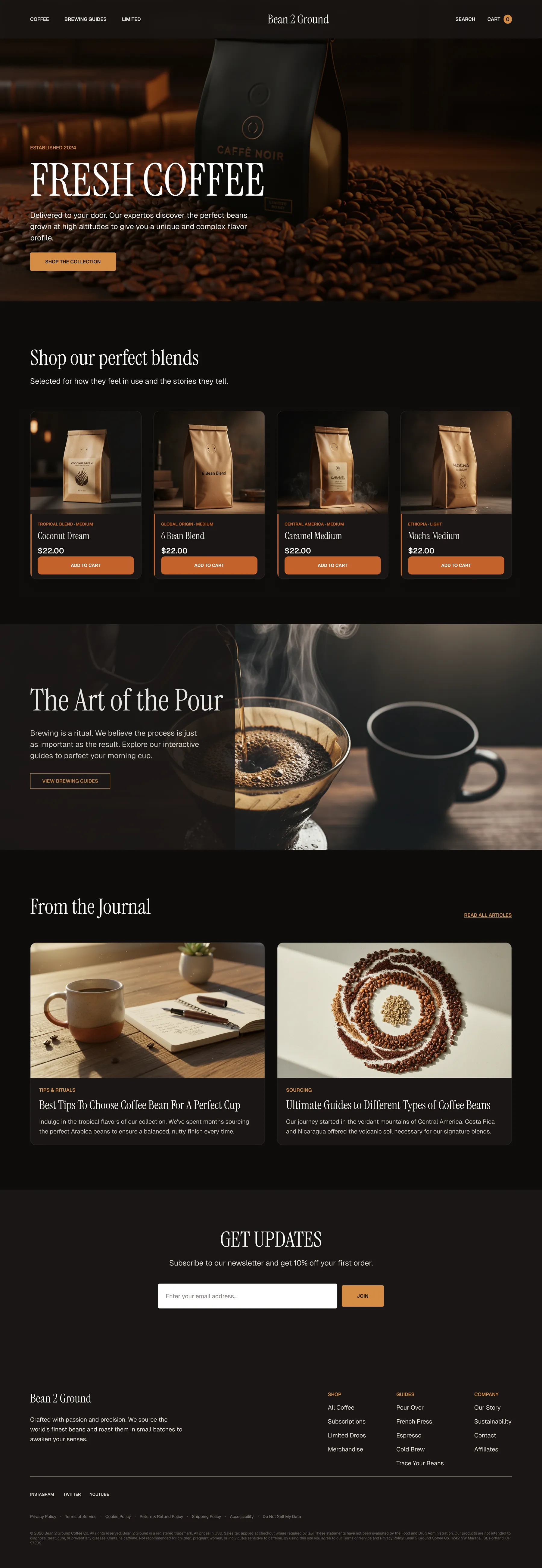 Bean 2 Ground homepage