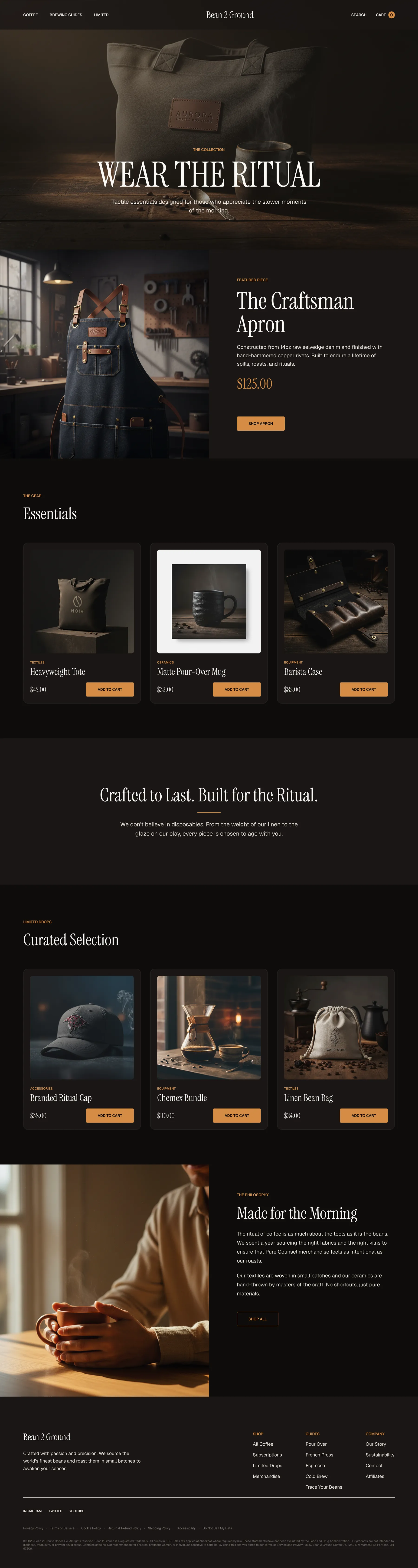 Bean 2 Ground merch storefront