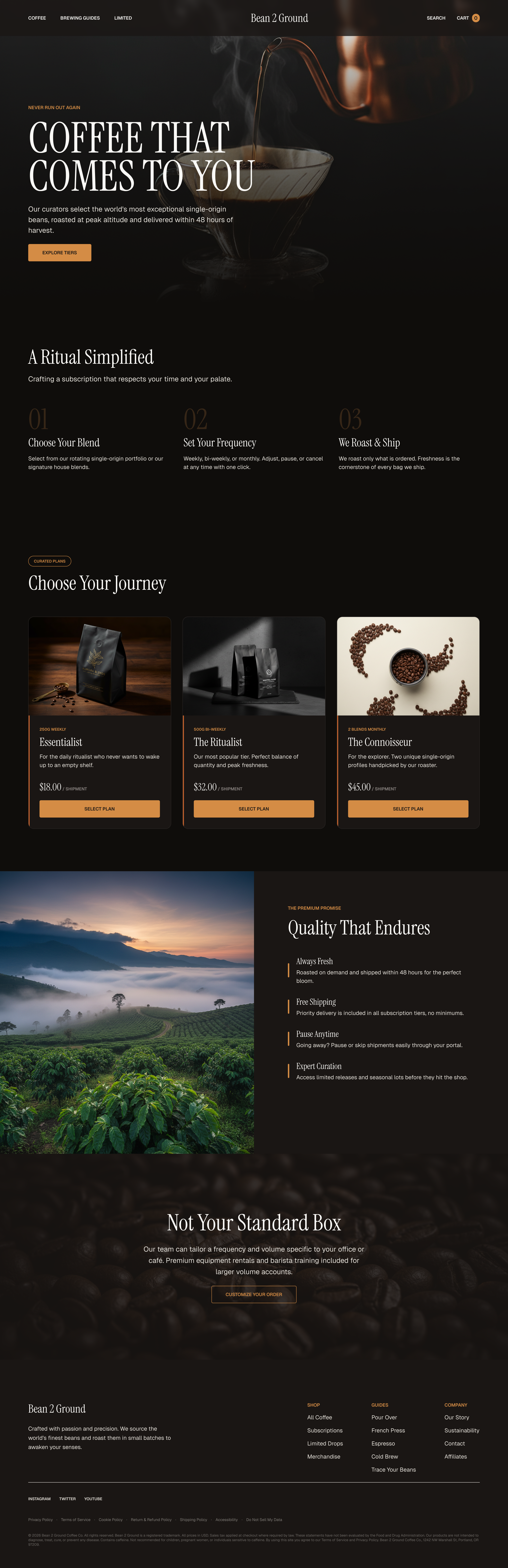 Bean 2 Ground subscription tiers