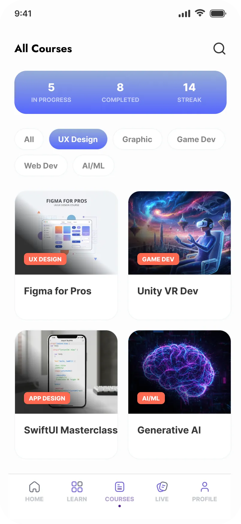 BrainTech mobile course catalog