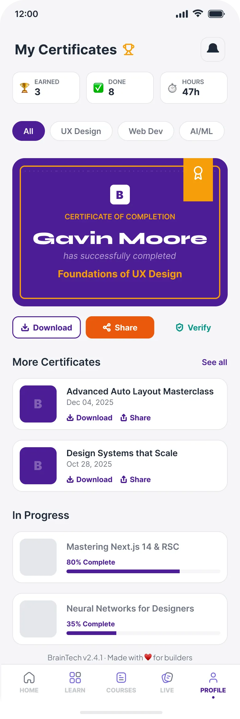 BrainTech mobile certificates