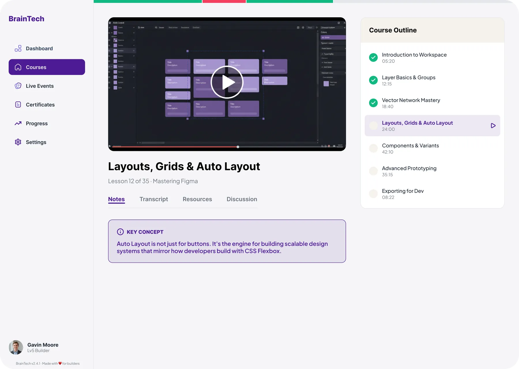 BrainTech web lesson player