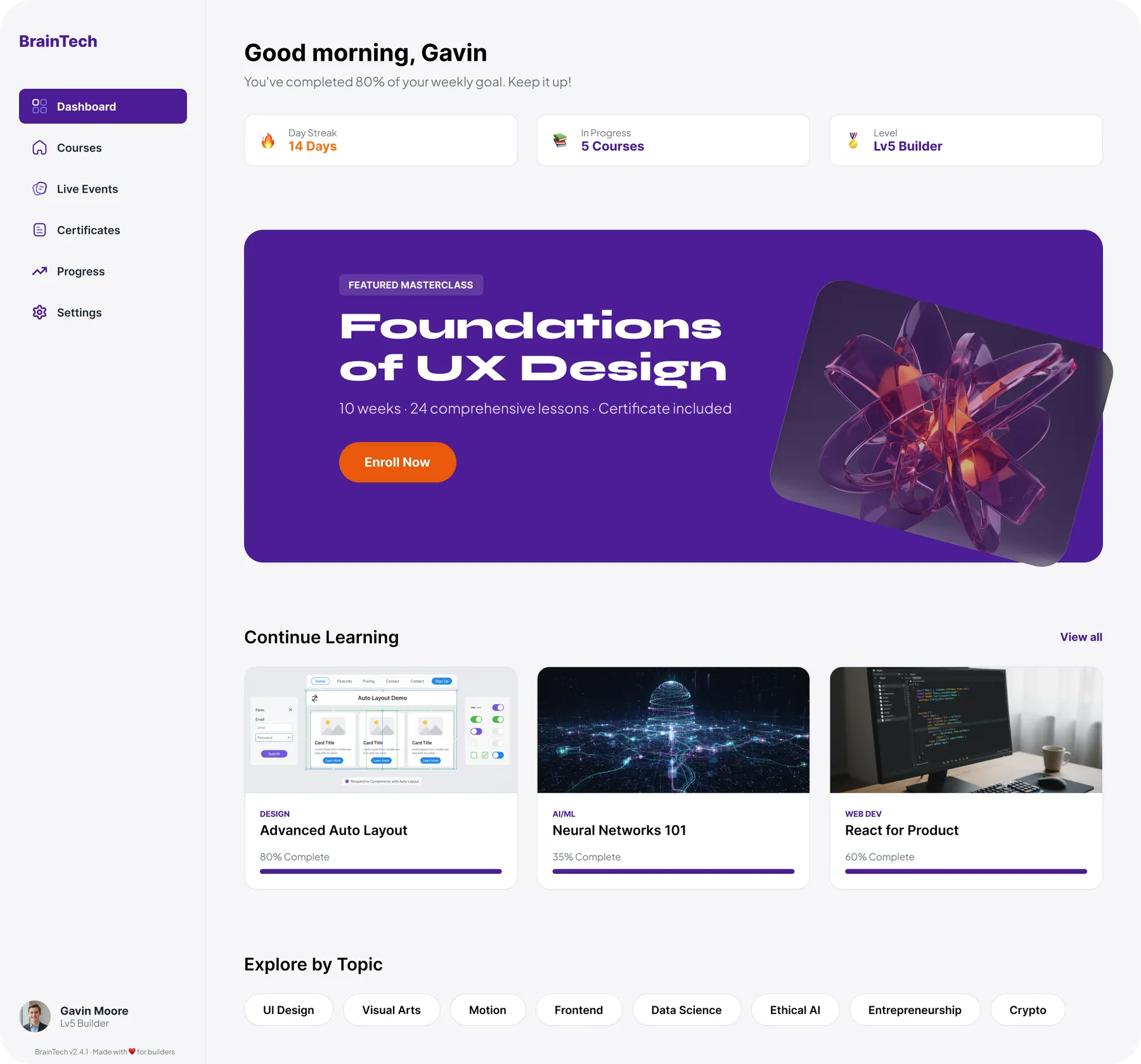 BrainTech web dashboard