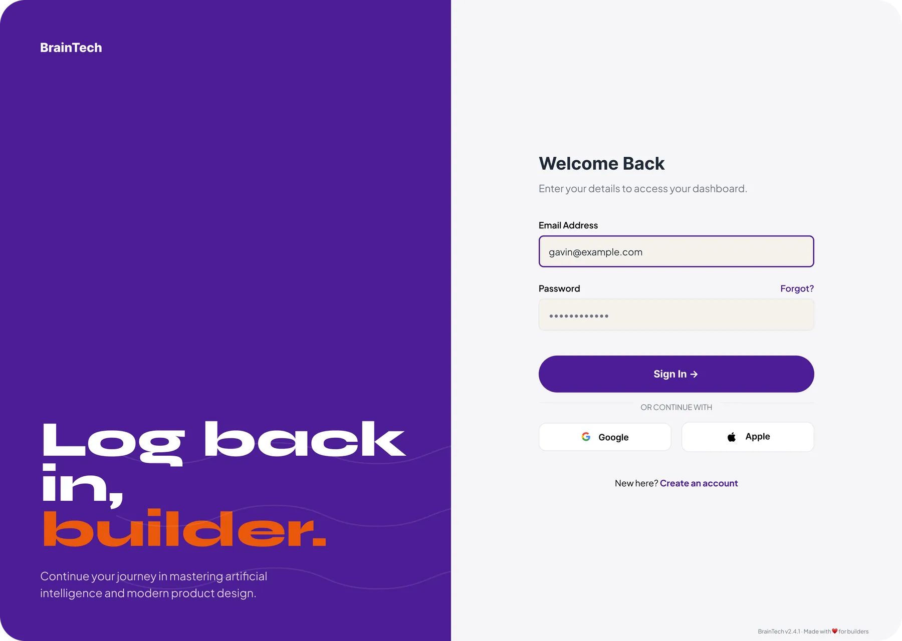 BrainTech web sign-in