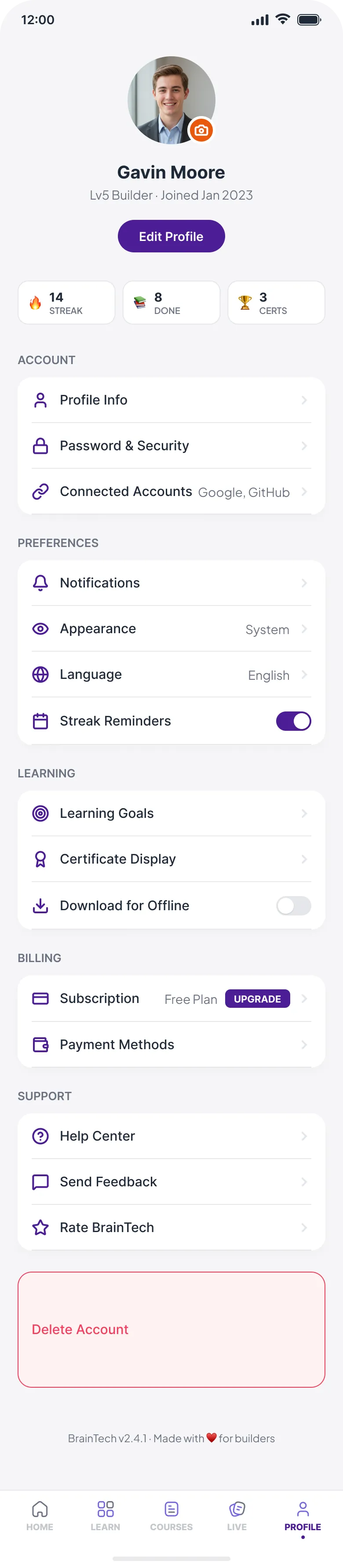 BrainTech mobile profile